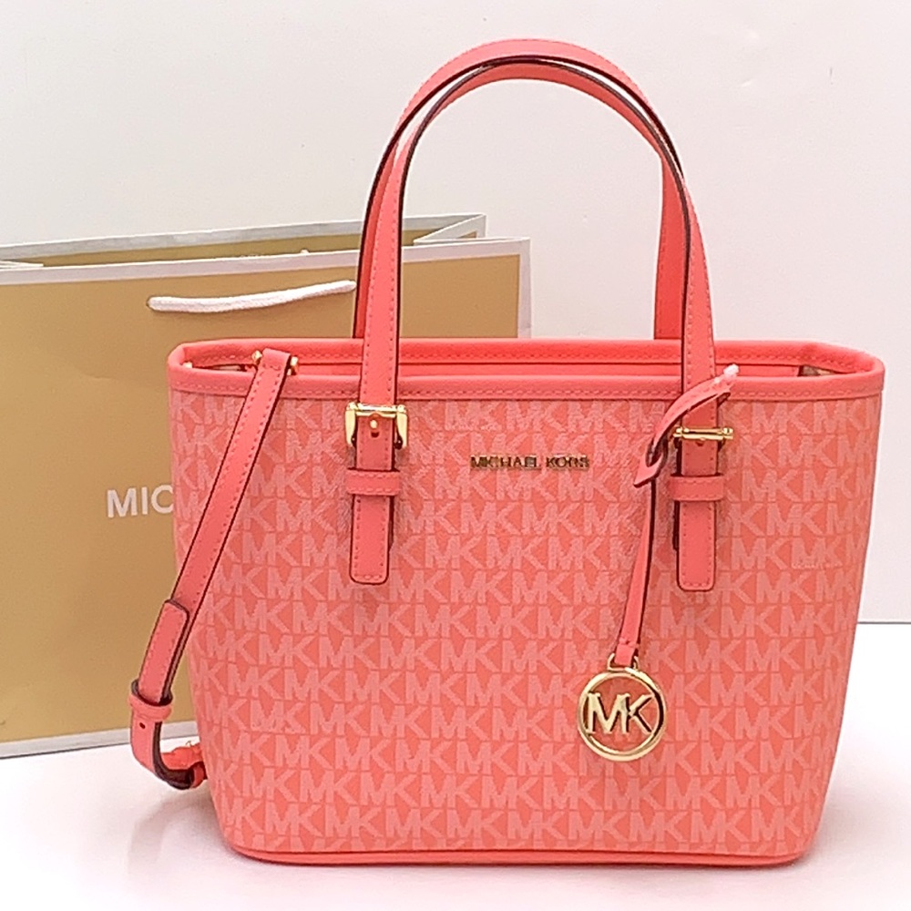 MICHAEL KORS
Jet Set Travel Extra-Small Logo Top-Zip Tote Grapefruit signature - Picture 2 of 16